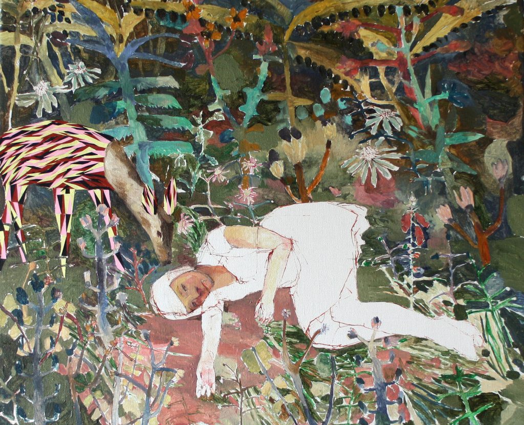 Jardín de Luces, 2019 Óleo y collage sobre lino 54 x 65 cm