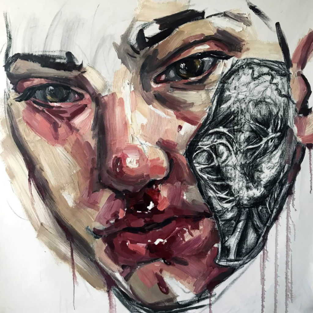 Elly Smallwood. Anatómica, 2019 óleo sobre lienzo 147,3 x 121,9 cm