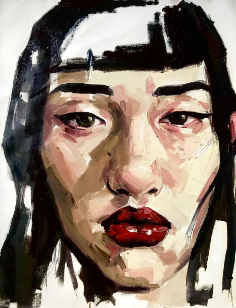 Elly Smallwood. Kim. 2019 óleo sobre lienzo 91,4 x 72,39 cm