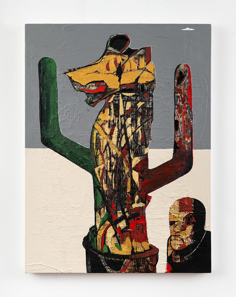 MY BROTHER’S KEEPER, EL GUARDIÁN DE MI HERMANO, 2022 acrílico y cola de gorila sobre lienzo 101,6 x 76,2 cm